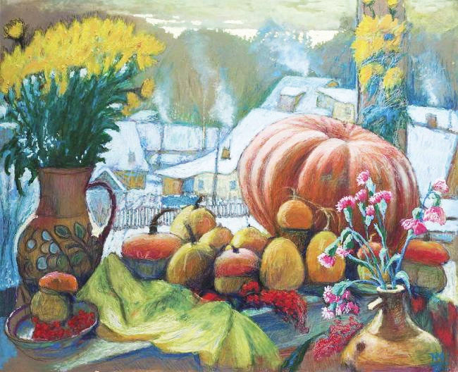 «Різдвяний натюрморт». 2011. Картон, авторска техніка